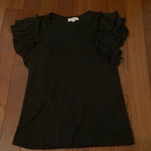 Classy black shirt with ruffled sleeves